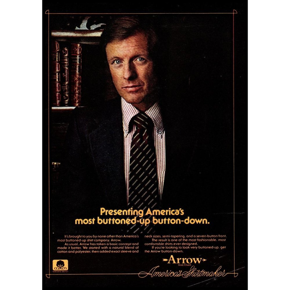 1978 Arrow Mens Dress Shirt Vintage Print Ad Business Man Suit Tie Wall Art